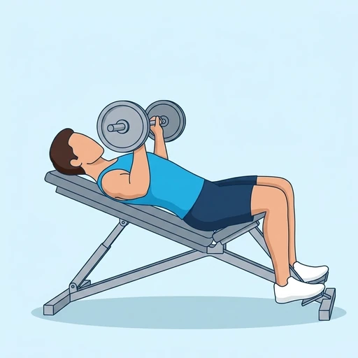 Paused Incline Bench Press — peak position, flat illustration