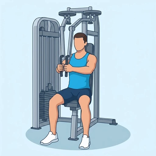 Pec Deck — peak position, flat illustration