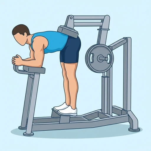 Plate-Loaded Donkey Calf Raise — start position, flat illustration
