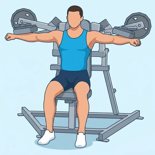 Plate-Loaded Lateral Raise — peak position, flat illustration
