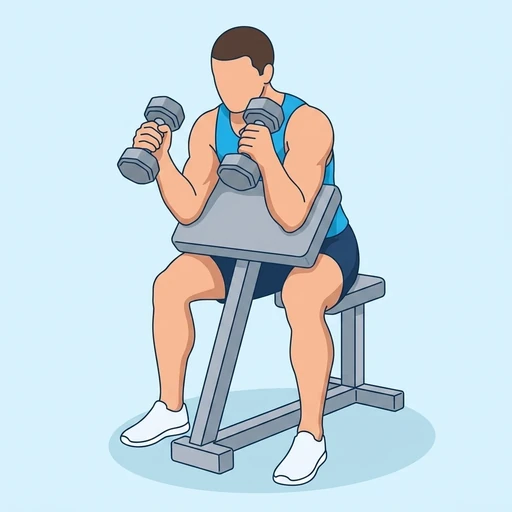 Preacher Hammer Curl — peak position, flat illustration
