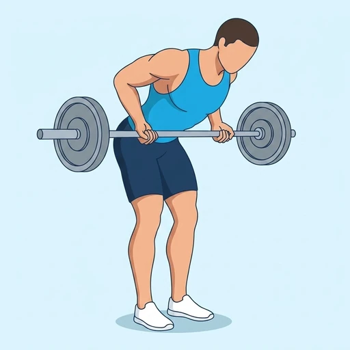 Reverse Grip Bent Over Row — peak position, flat illustration