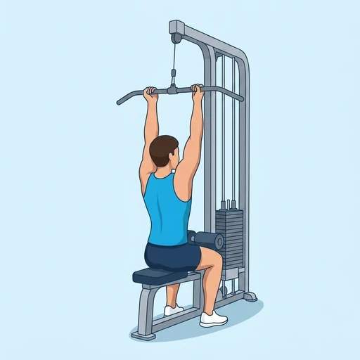 Reverse Grip Lat Pulldown — start position, flat illustration