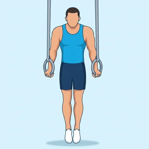 Ring Muscle-Up — peak position, flat illustration