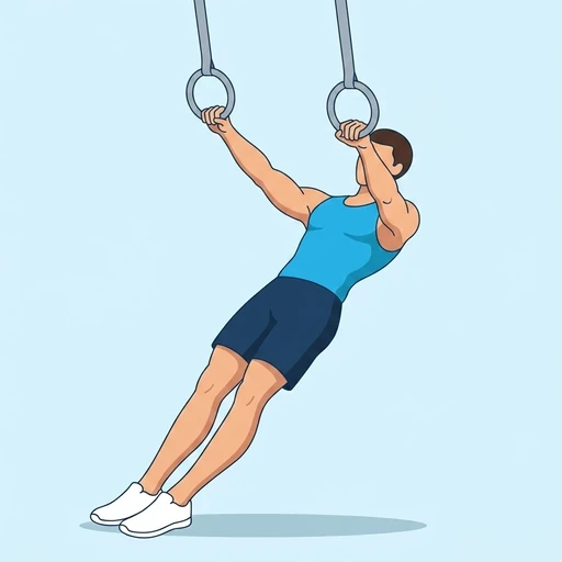 Ring Row — start position, flat illustration