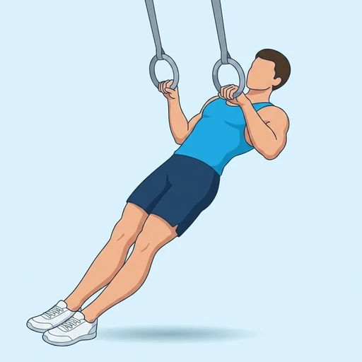 Rings Inverted Row — peak position, flat illustration