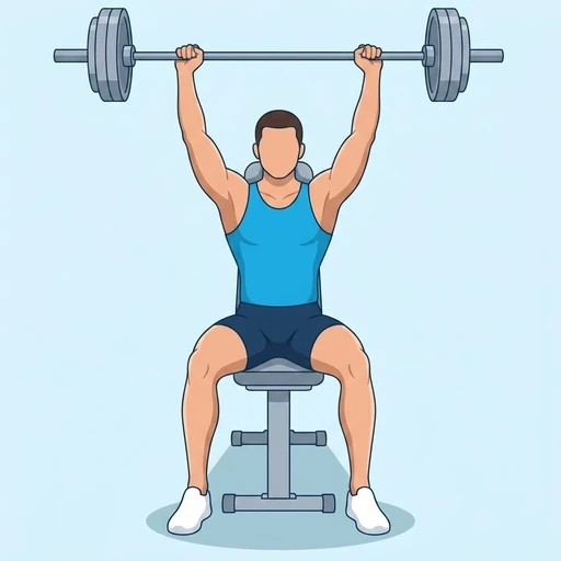 Seated Barbell Overhead Press — peak position, flat illustration