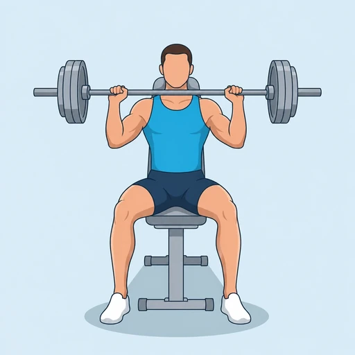 Seated Barbell Overhead Press — start position, flat illustration