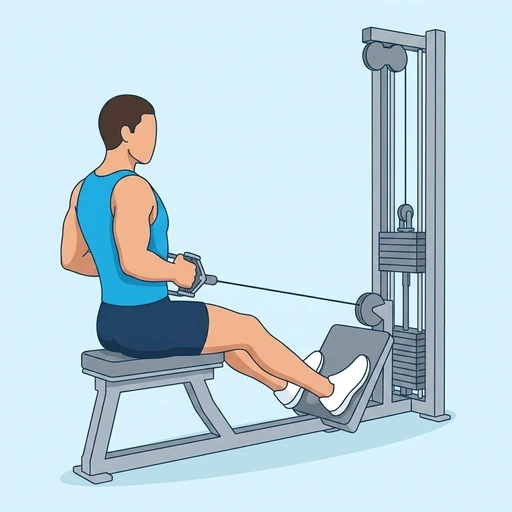 Seated Cable Row — peak position, flat illustration