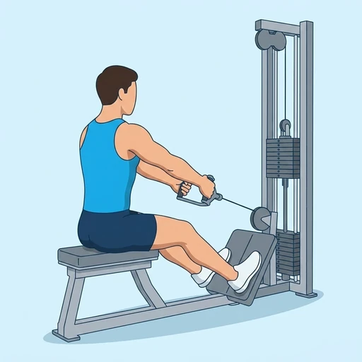 Seated Cable Row — start position, flat illustration
