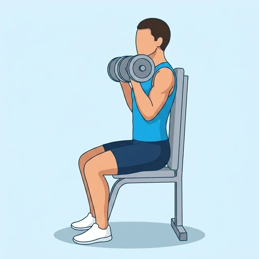 Seated Dumbbell Shoulder Press — start position, flat illustration