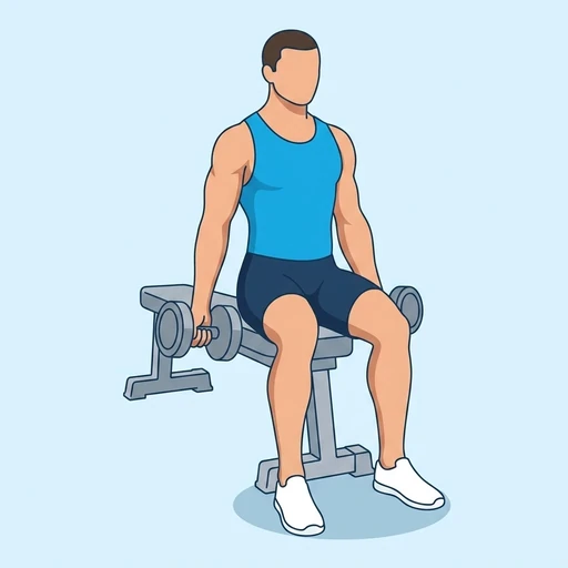 Seated Dumbbell Curl — start position, flat illustration