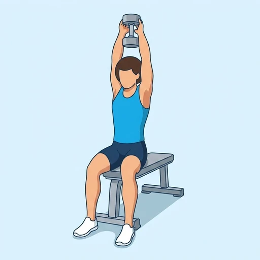 Seated Dumbbell Tricep Extension — start position, flat illustration