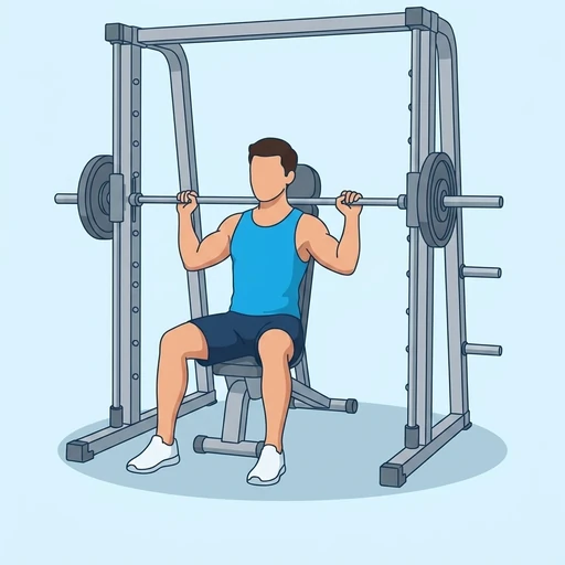 Seated Smith Machine Shoulder Press — start position, flat illustration