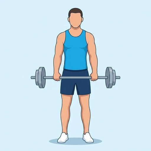 Barbell Shrug — start position, flat illustration