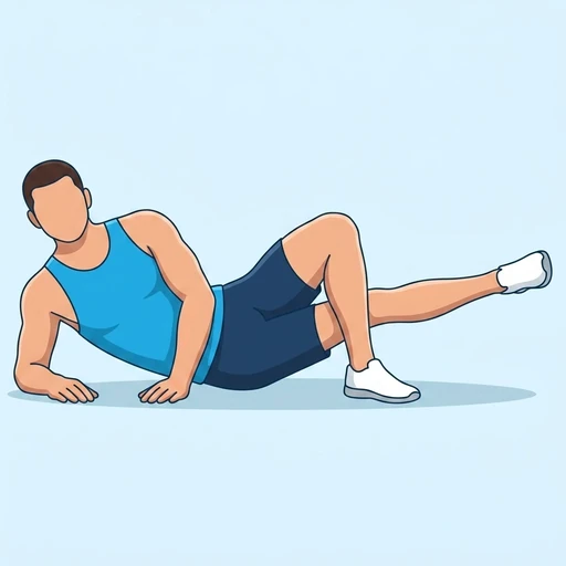 Side Lying Hip Adduction — peak position, flat illustration