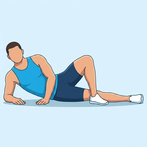 Side Lying Hip Adduction — start position, flat illustration