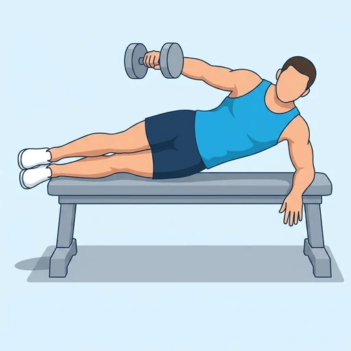 Side-Lying Lateral Raise — peak position, flat illustration