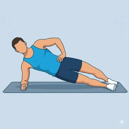 Side Plank with Leg Lift — start position, flat illustration
