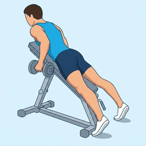 Single-Arm Chest-Supported Dumbbell Row — peak position, flat illustration