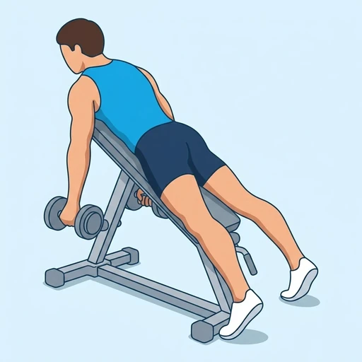 Single-Arm Chest-Supported Dumbbell Row — start position, flat illustration
