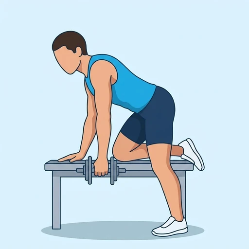 Single-Arm Dumbbell Row — start position, flat illustration