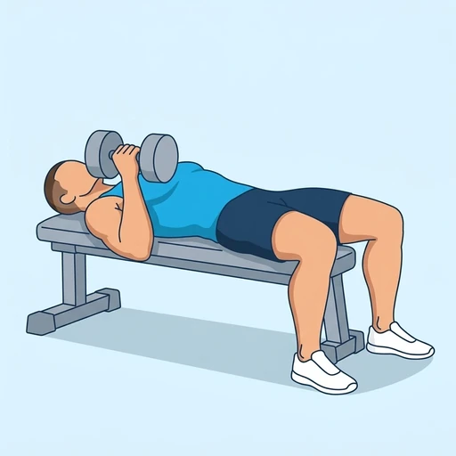 Single Arm Dumbbell Bench Press — start position, flat illustration