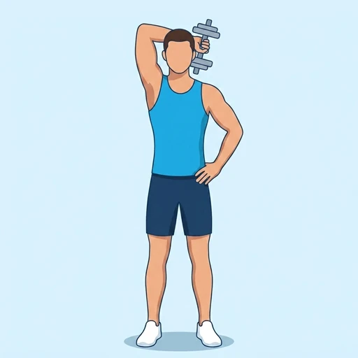 Single-Arm Dumbbell Overhead Tricep Extension — start position, flat illustration