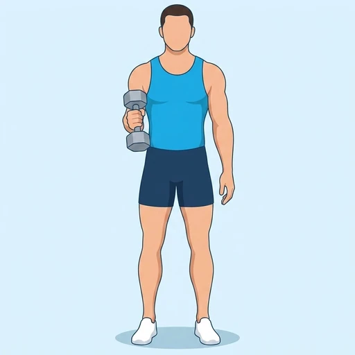 Single-Arm Hammer Curl — peak position, flat illustration