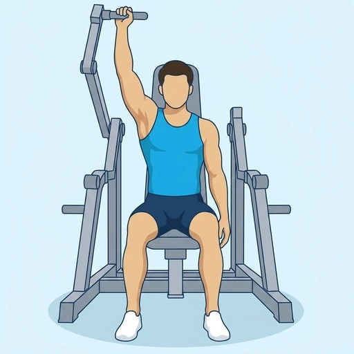 Single-Arm Machine Shoulder Press — peak position, flat illustration