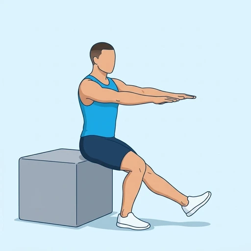 Single-Leg Box Squat — peak position, flat illustration