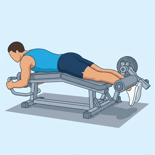 Single Leg Lying Leg Curl — start position, flat illustration