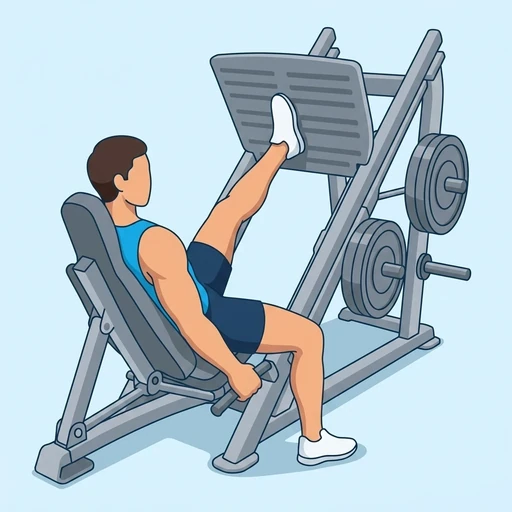 Single Leg Press — peak position, flat illustration