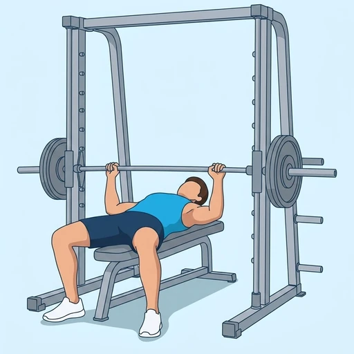 Smith Machine Bench Press — start position, flat illustration