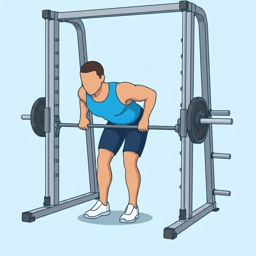 Smith Machine Bent Over Row — peak position, flat illustration