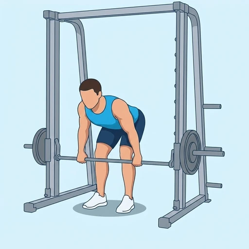 Smith Machine Bent Over Row — start position, flat illustration