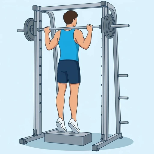 Smith Machine Calf Raise — peak position, flat illustration