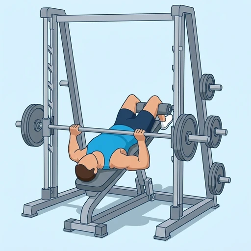 Smith Machine Decline Bench Press — start position, flat illustration