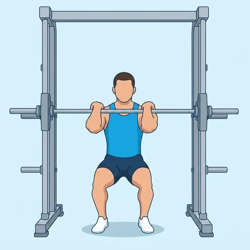 Smith Machine Front Squat — peak position, flat illustration