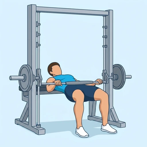 Smith Machine Hip Thrust — peak position, flat illustration