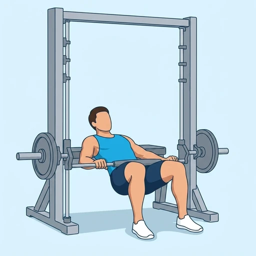 Smith Machine Hip Thrust — start position, flat illustration