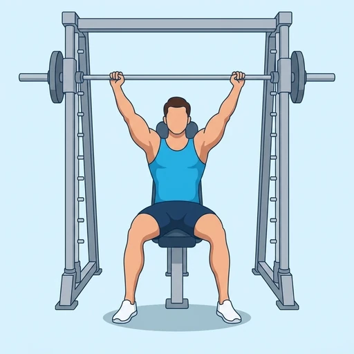 Smith Machine Incline Bench Press — peak position, flat illustration