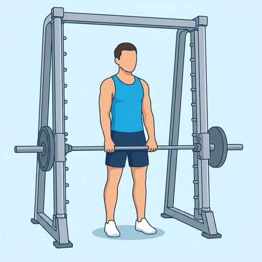 Smith Machine Romanian Deadlift — peak position, flat illustration
