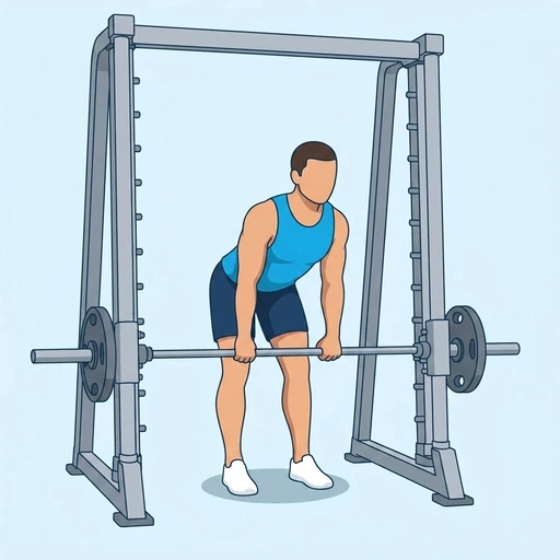Smith Machine Romanian Deadlift — start position, flat illustration