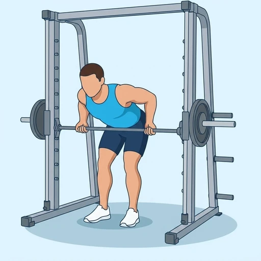 Smith Machine Reverse Grip Bent Over Row — peak position, flat illustration