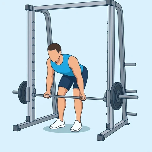 Smith Machine Reverse Grip Bent Over Row — start position, flat illustration