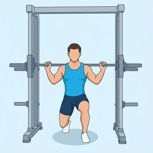 Smith Machine Reverse Lunge — peak position, flat illustration
