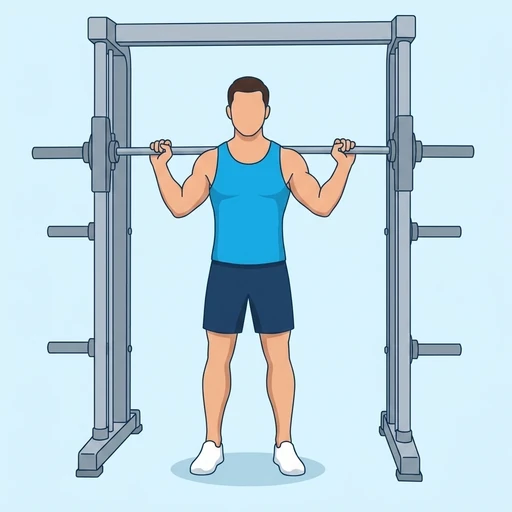 Smith Machine Reverse Lunge — start position, flat illustration