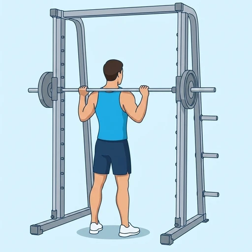 Smith Machine Shoulder Press — start position, flat illustration