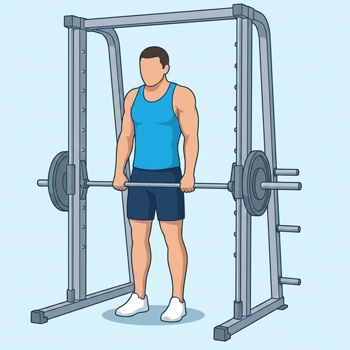 Smith Machine Shrug — peak position, flat illustration